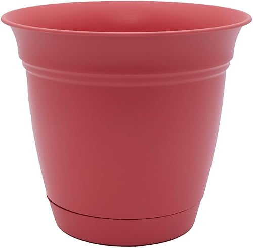 The HC Companies Eclipse Maceta redonda de 6 pulgadas, con platillo, maceta para interiores y exteriores, para flores, verduras y hierbas, rosa