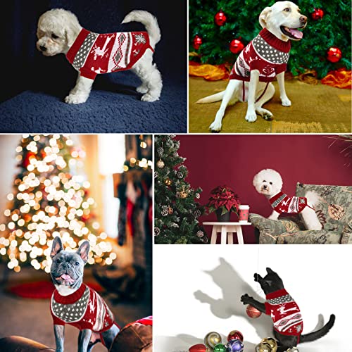 Hundepullover,Haustier Hund Katze Pullover,Hundekostüm Weihnachten Kleine Hunde,Strickpullover Hund Rot,Hundekostüm Weihnachten,Rentier,Winter,Ideal für Welpe,Katze,Hund,Weihnachten(rot und weiß, XL)