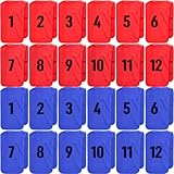 Chuarry 24 Pcs Nylon Mesh Scrimmage Team Basketball Practice Jerseys Soccer Football Training Vest with Belt for Adult Sport (Dark Blue and Red)