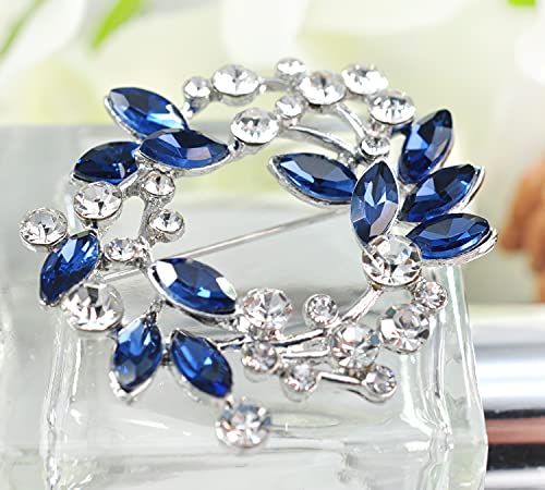 Image of Gyn&Joy Clear Crystal Rhinestone Floral Wreath Pin Brooch BZ005