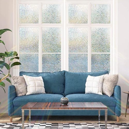 Image of HOME13 Frosted Glass Film Window Privacy Film Static Cling Decoartive Frosted Window Film Heat Control Frosted Glass Sticker for Home & Office (24 x 96 Inch, Small Mosiac)