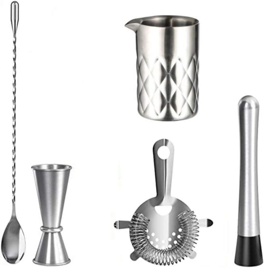JSEIAJB Bartender Kit Stainless Steel Bar Tools with Mixing Glass Jigger Bar Spoon Muddler Strainer Cocktail Shaker Set