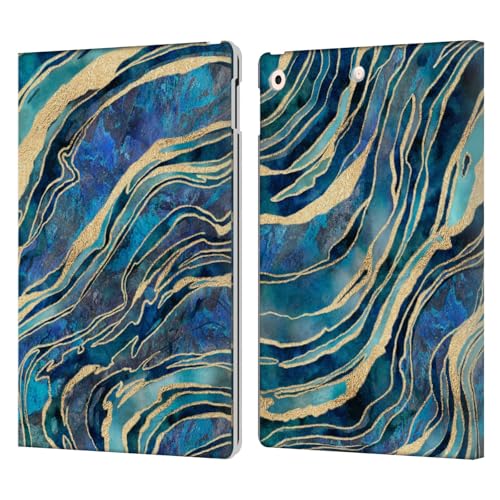 Coque cuir premium LebensArt pour iPad 10.2 motif marbre liquide geo