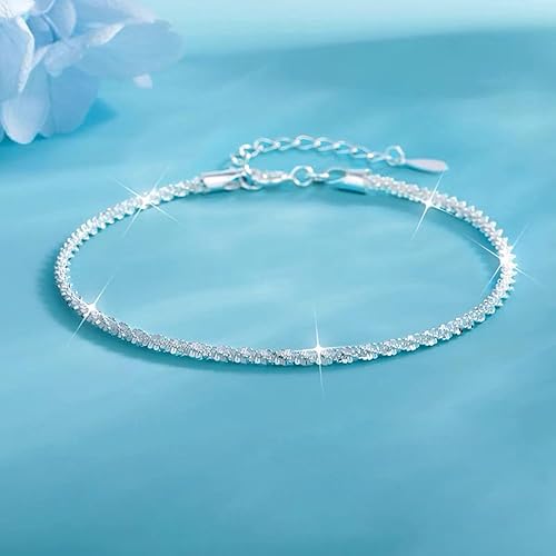 Miniatura 2 de Silver Link Bracelet, Silver Adjustable Chain Bracelets, Dainty Sparkle Chain Bracelet Jewelry for Women