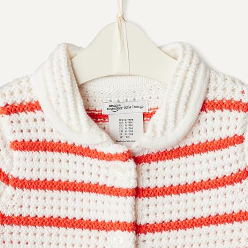 Image of Amazon Essentials x Sofia Grainge Toddlers and Baby Girls' Cotton Short Sleeve Button Front Sweater with Peter Pan Collar