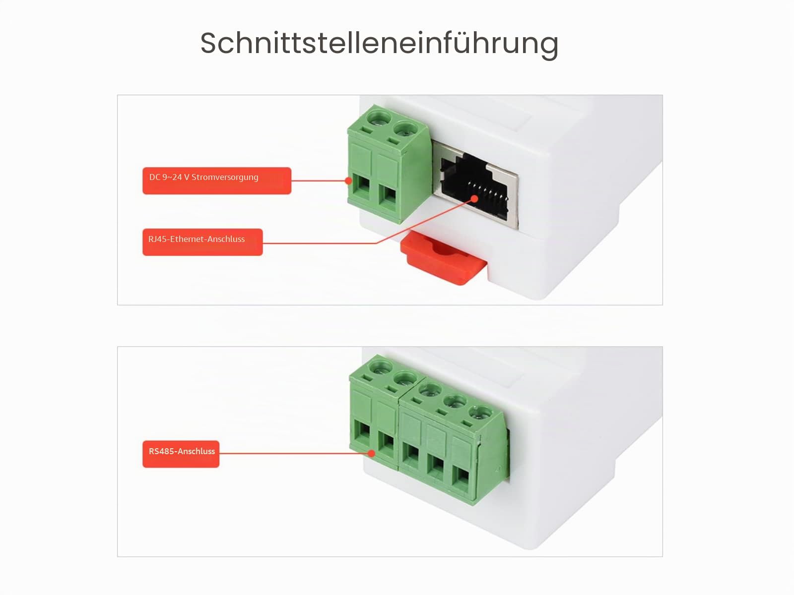 RS485 to RJ45 Ethernet Converter Module, Industrial Rail-mount RS485 Serial Server, TCP/IP to Serial, 300-115200 bps Baudrate, 10/100M Auto-Negotiation
