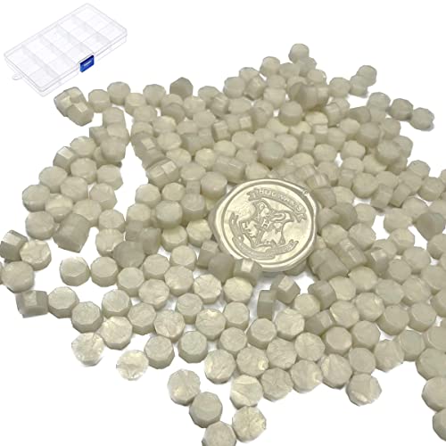 YOKIOU 220PCS Sceau Cire Blanc Or pour Sceau Cire à Cacheter Cachet de Cire Cires Adhésifs pour Sceau de Cire à Cacheter Enveloppes,Travaux Manuels,Timbres,Cadeau