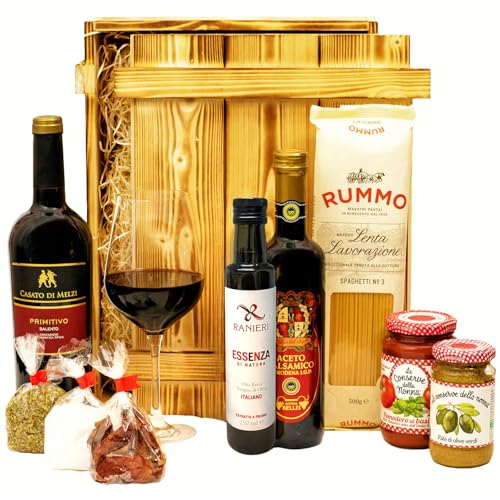 Italienisches Geschenkset „Florenz“ | Großer Geschenkkorb mit Wein, Olivenöl & vielen Spezialitäten aus Italien | Präsentkorb für Frauen & Männer zum Geburtstag, Weihnachten