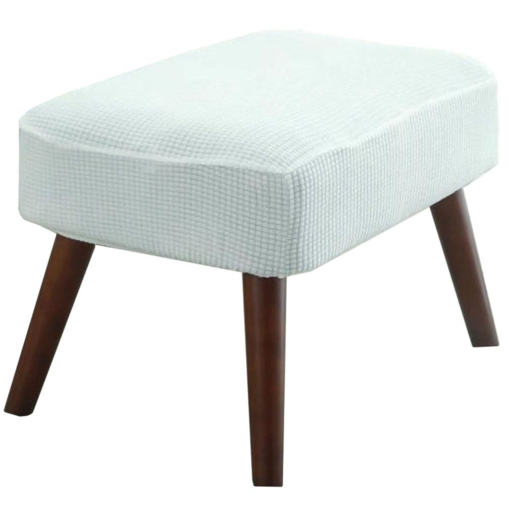 Zzdzw White Stool Covers Rectangle, Stretch Rectangle Bar Stool Covers Elastic Vanity Stool Cover Jacquard Chair Seat Slipcover Counter Stool Covers Saddle Seat Cover For Wooden Metal Bench (Color : )