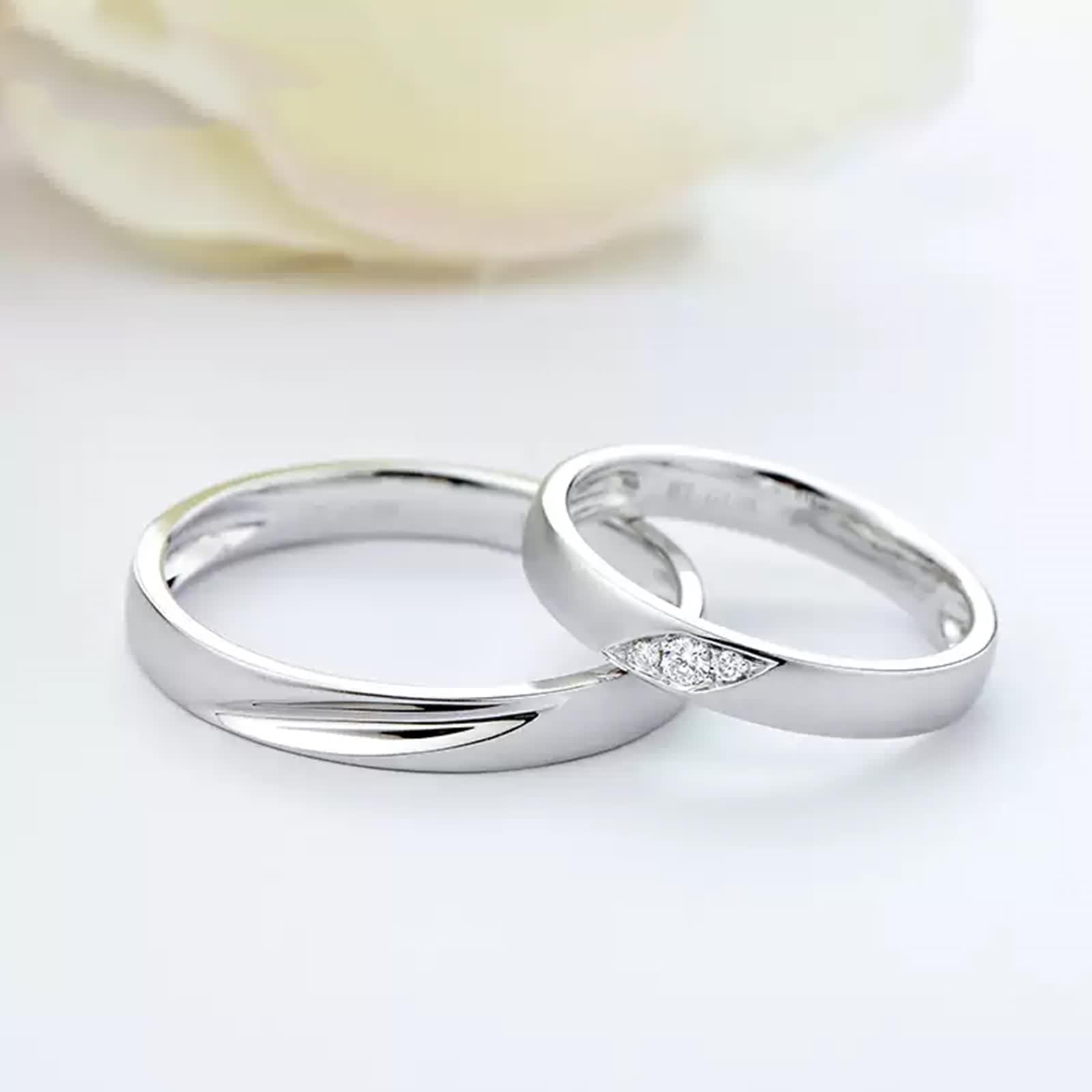 Anillos de boda de platino, anillo de compromiso para hombres pulido de plata Pt950, tamaño 70 (22,3)