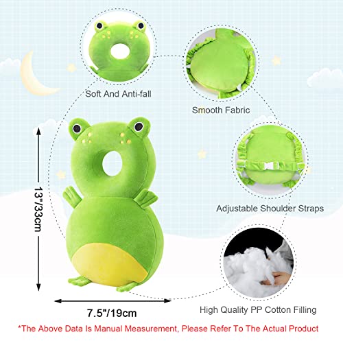 JEJA Baby Head Protector Backpack and Baby Knee Pads for Crawling Adjustable Head Back Protection Safety Pads Toddler Walking, Frog - Image 4
