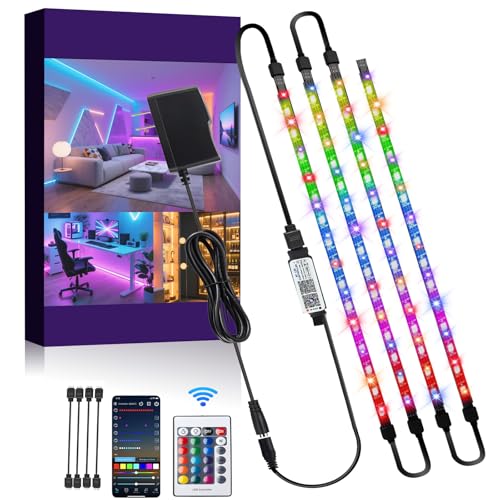 Image of StoneBanks LED Strip Lights, 48 LEDs 11.8FT RGB 5050 Color Changing Small LED Light Strip with Remote & APP, Multi-colorfor Strip Lights for TV Backlight Bed Cabinet Shelf Display