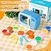 Microwave Toys Kitchen Play Set with Light Sound,Kids Pretend Play Electronic Oven with Play Food and 6 Color DIY Play-Dough for Children Ages 3+ Years (Blue)