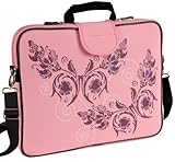 15.6" Laptop Sleeve in w/Handle & shoulder Strap in Pink Butterfly