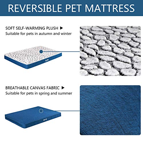 KROSER-Reversible-Dog-Bed-Cool-Warm-91cm-Pet-Bed-Mattress-with-Water-Absorbing-Waterproof-Linings-Removable-Machine-Washable-Cover-Firm-Support-Pet-Mat-for-Large-Dogs-up-to-32kg