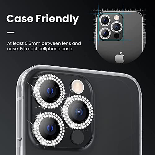 Image of for iPhone 11 /12 /12 Mini Camera Lens Screen Protector Tempered Glass [Set of 2] [High Definition Anti-Scratch /Dust, Metal Ring Film]- Blue Diamond