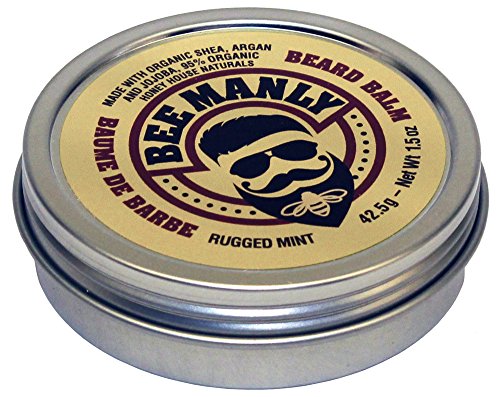 Bee Manly Honey House Naturals Beard Balm – Rugged Mint – 1.5 Ounce Round Travel Size Tin – All Natural Ultra Moisturizing Beard Balm Infused With Essential Oils And Butters #TOP2