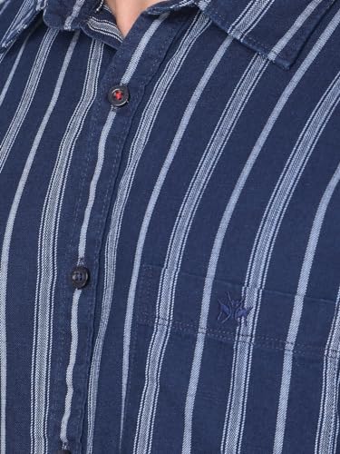 Image of Crimsoune Club Men's Navy Blue Striped Shirt