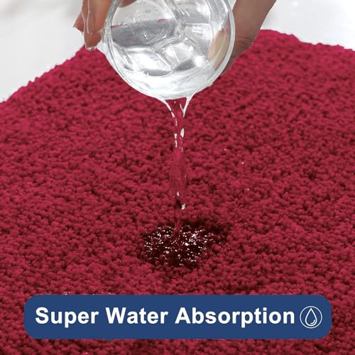 Image of Flooring India Co Newman Bath Mat 2500 GSM Super Soft Microfiber Anti Skid Slip Water Absorbent Bathroom Mats for Bedroom, Home, Door (60x90 cm, Maroon)