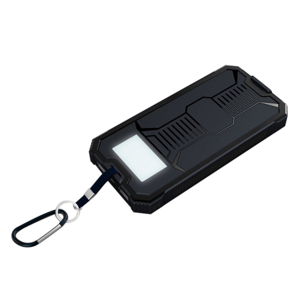 WFEI 50.000 mAh Caricabatterie Solare Impermeabile Solar Power Power Bank di Alta qualità Portable Dual USB Ports Solar Energy Panel Power Bank,Nero