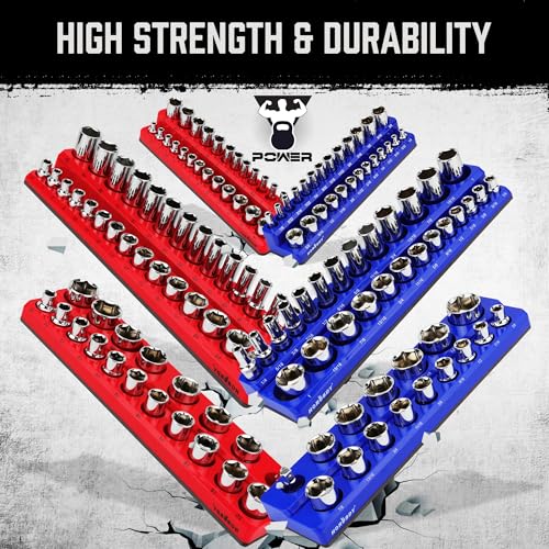 Image of HORUSDY 8-Piece Magnetic Socket Organizer Set, Magnet Socket Holder, 1 /4 inch, 3 /8 inch, 1 /2 inch Socket Holds 199 Pieces Magnetic Trays. (8-Piece Organizer Set)