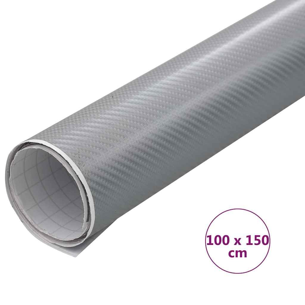 Folia samochodowa 4D srebrna samoprzylepna 100 x 150 cm PCW z kanałem powietrznym do montażu bez pęcherzyków powietrza, winylowa folia ochronna do lakieru, dokładnie dopasowana folia do