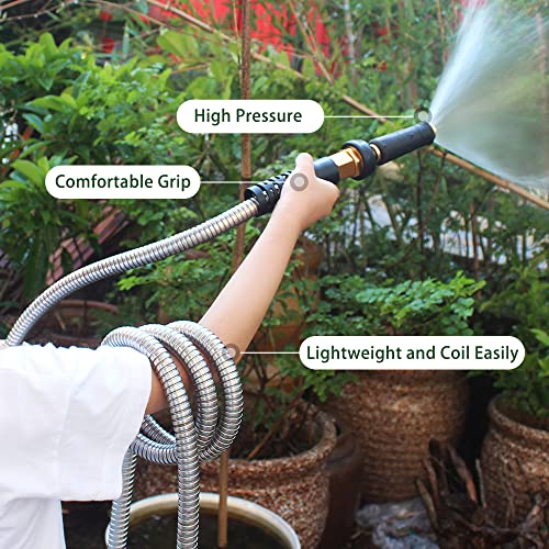 Cesun Metal Garden Hose, Short Connector Hose, Water Hose Extension, Extremely Flexible Lead-In Hose, For Hose Reel/Rv/Dehumidifier, Lightweight/Durable/Drinking Water Safe Ss Female To Male, 5Ft #TOP2
