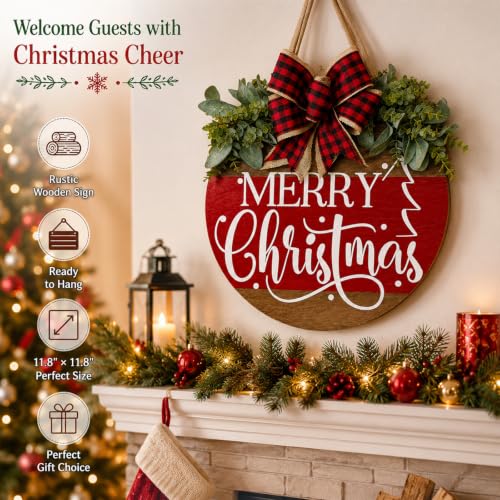 Image of Merry Christmas Wreaths for Front Door Wreath Outdoor Window Decorations