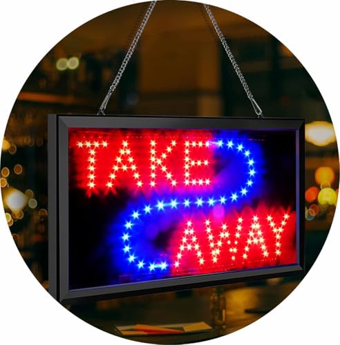 Panneau LED à emporter 48x25 cm enseigne lumineuse restaurant et café