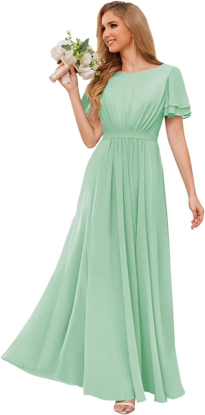 Chiffon Bridesmaid Dresses with Sleeves Modest Burkina Faso | Ubuy