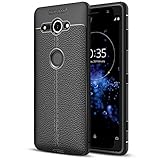 NALIA Funda Compatible con Sony Xperia XZ2 Compact, Apariencia de Cuero Carcasa Protectora Telefono Movil Silicona Ultra-Fina Bumper Estuche, Goma Cubierta Ligera Cobertura Delgado Cover Case - Negro