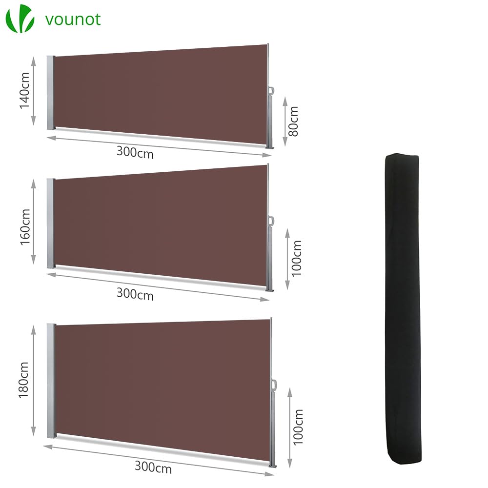 Tenda Paravento Laterale Riavvolgibile Antivento Protezione Privacy 180 x 300 cm Marrone Scuro