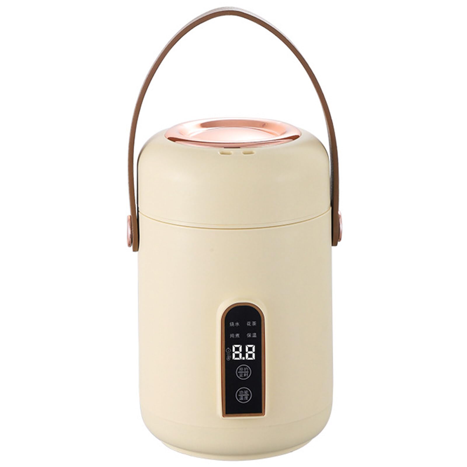 OhhGoElectric Hot Pot with Keep Warm Function, 0. 9L Mini Boiled Porridge Soup Pot Portable Stew Cup, Mini Multi- Cooker for Pasta Noodles, Soup, Boiled Eggs, Vegetables, Meat, Ceramic Interior Pot