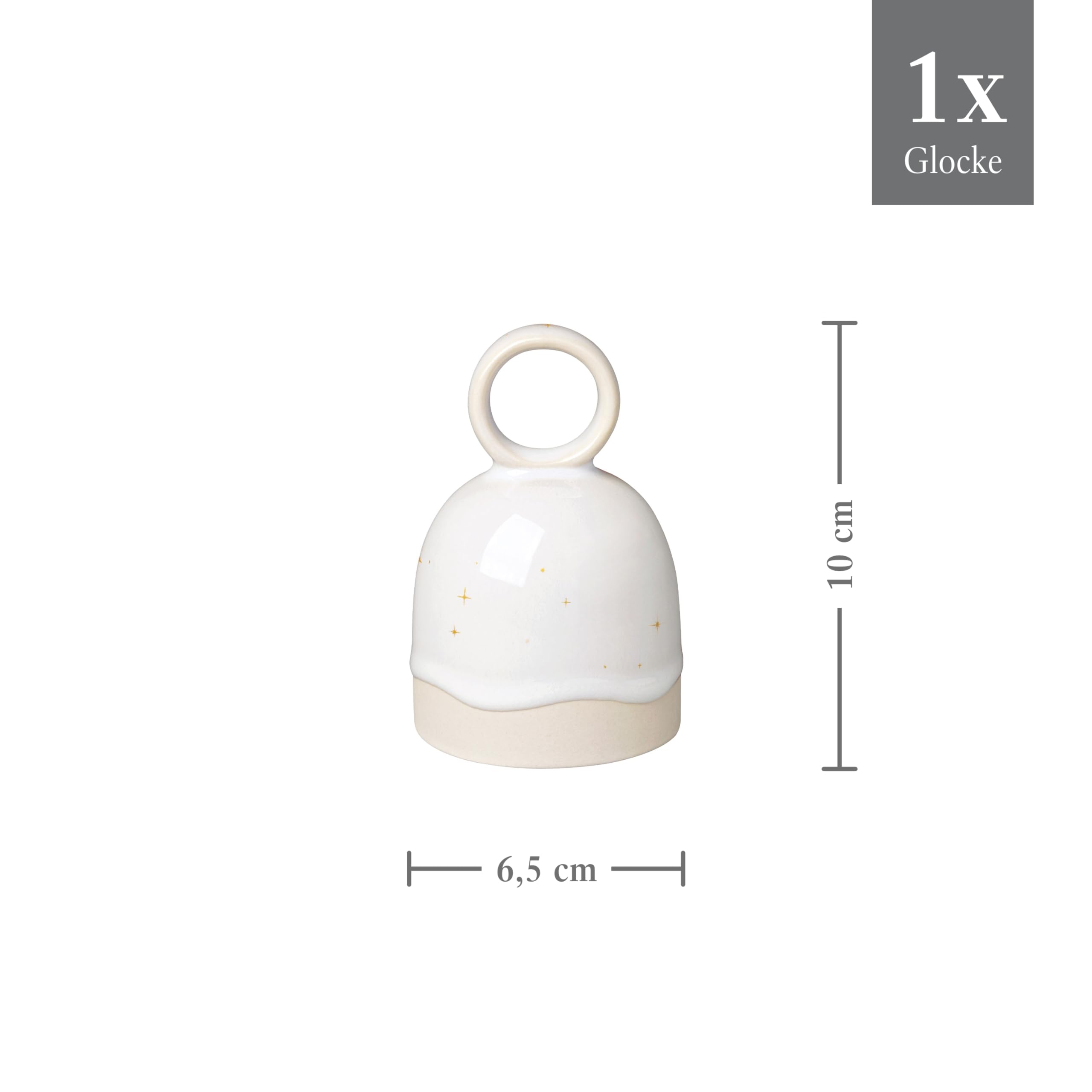 like. by Villeroy & Boch - Winter Glow desk bell, Christmas decoration in Premium Porcelain, White / Beige, Weiß / Beige - Image 4