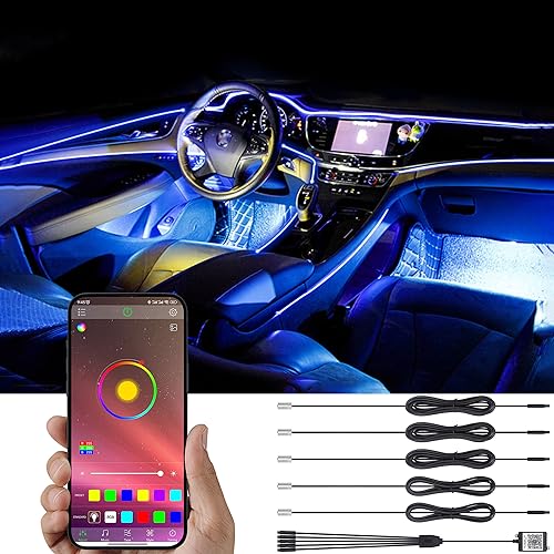 TABEN Umgebungslicht APP Control Auto Atmosphäre Licht Lampe Soft DIY Refit Glasfaserband 64 Farben Innenbeleuchtung Dekoratives Licht 1W DC 12V 6m