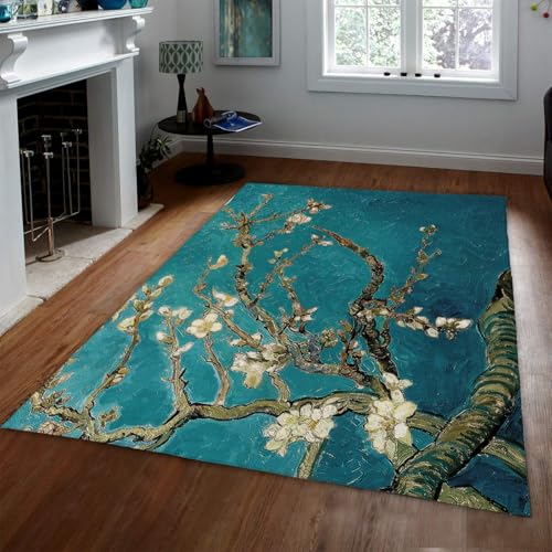 Tapis fleurs d abricot bleu pour une décoration intérieure