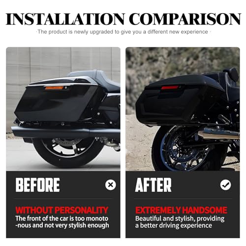 Alforjas rígidas para motocicleta, estilo 'chopped', color negro, compatibles con Harley Touring (Road King, Road Glide, Street Glide, Electra Glide) 2014-2023 (excepto CVO) miniatura 4
