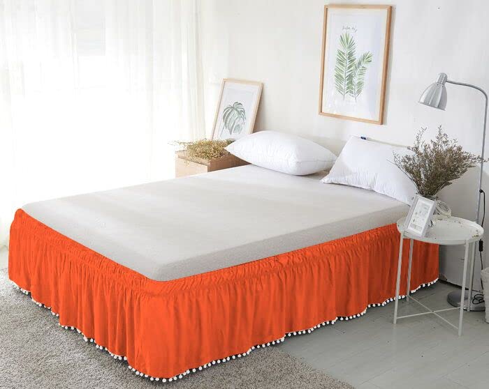 Luxury Hotel Quality Fabric Pom Pom Tassle Platform Wrap Around Bed Skirt 100 Egyptian Cotton 1000 Thread Count