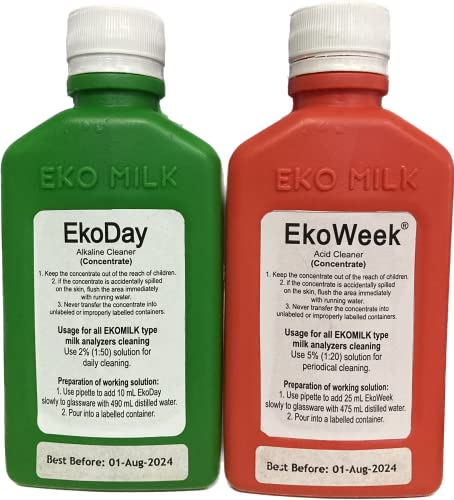 Eko Day and EKO WEEK Combo Milk Analyser Cleaners | EKO MILK Machine Cleaner | Safe for Copper | safe for All Type of Milk Analysers | Combo pack 200ml each EKO DAY And EKO WEEK