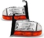 AKKON - For 1997-2004 Dodge Dakota | 1998-2003 Durango Replacement Textured Len Headlights + Amber Corner Turn Signal Lamp