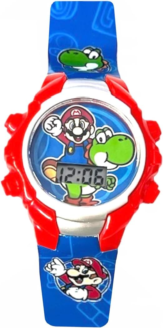 Nintendo Super Mario Digital Flashing LCD Quartz Childrens Wrist Watch Blue - (GSM4042AC)