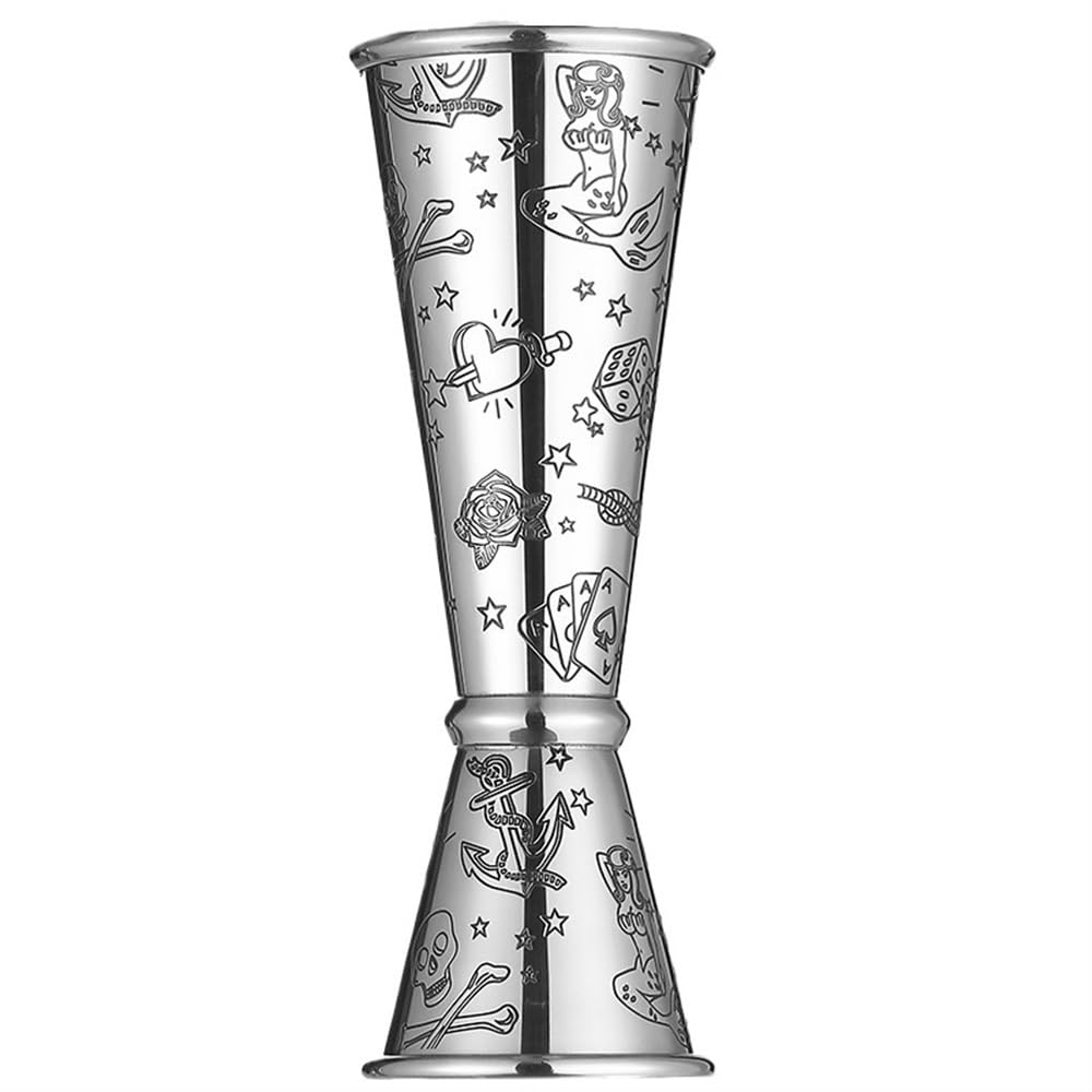 UNbit Japanese Style Jigger,Stainless Steel Double Cocktail Jigger,for Home Bar Mixology Shaker (Color : Mermaid Imagery)