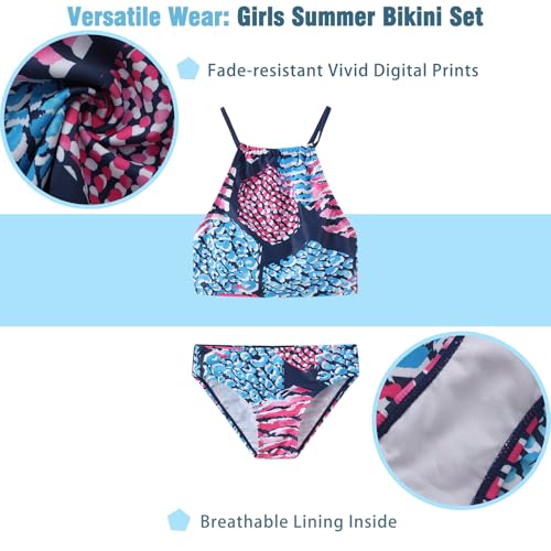 Image of Girls 3 Piece Swimsuits for Teen Girls Bikini Set with Skirt Hawaiian Bathing Suits Beach Swimwear 3-16 Years