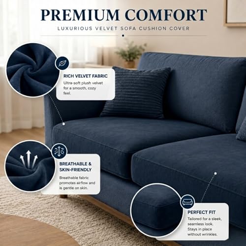 Image of Namdev Art's Velvet Sofa Cushion for Sofa with Zip Cover (21X22X5 Inch) Multipurpose Cushion with Covers Seat Cushion Covers Density:- 32 Foam Cushion for Chair