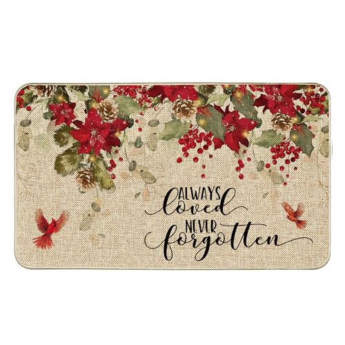 Tikeciti Christmas Red Poinsettia Welcome Doormat, Love Never Forgotten Doormats