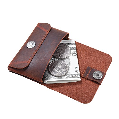 TXEsign Top Grain Genuine Leather Business Name Card Holder Case with Magnetic Closure (Reddish Brown)4