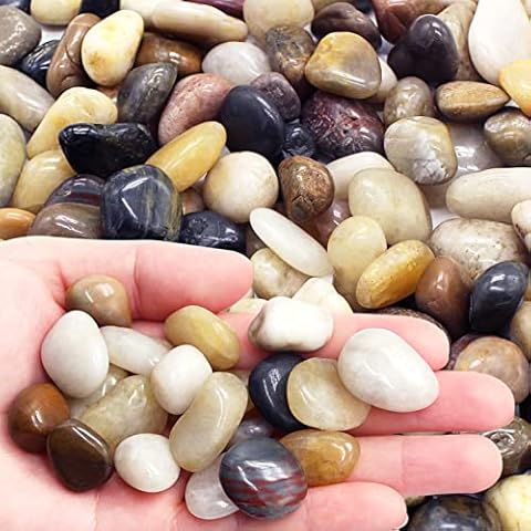2.2LB Decorative Polished Pebbles for Plants, LONTOM Natural Mixed Color Pebbles, Plant Rocks, Aquarium Gravel, Fish Tank Rocks, Garden Rocks, Vase Fillers, Outdoor Decorative Stones Cover