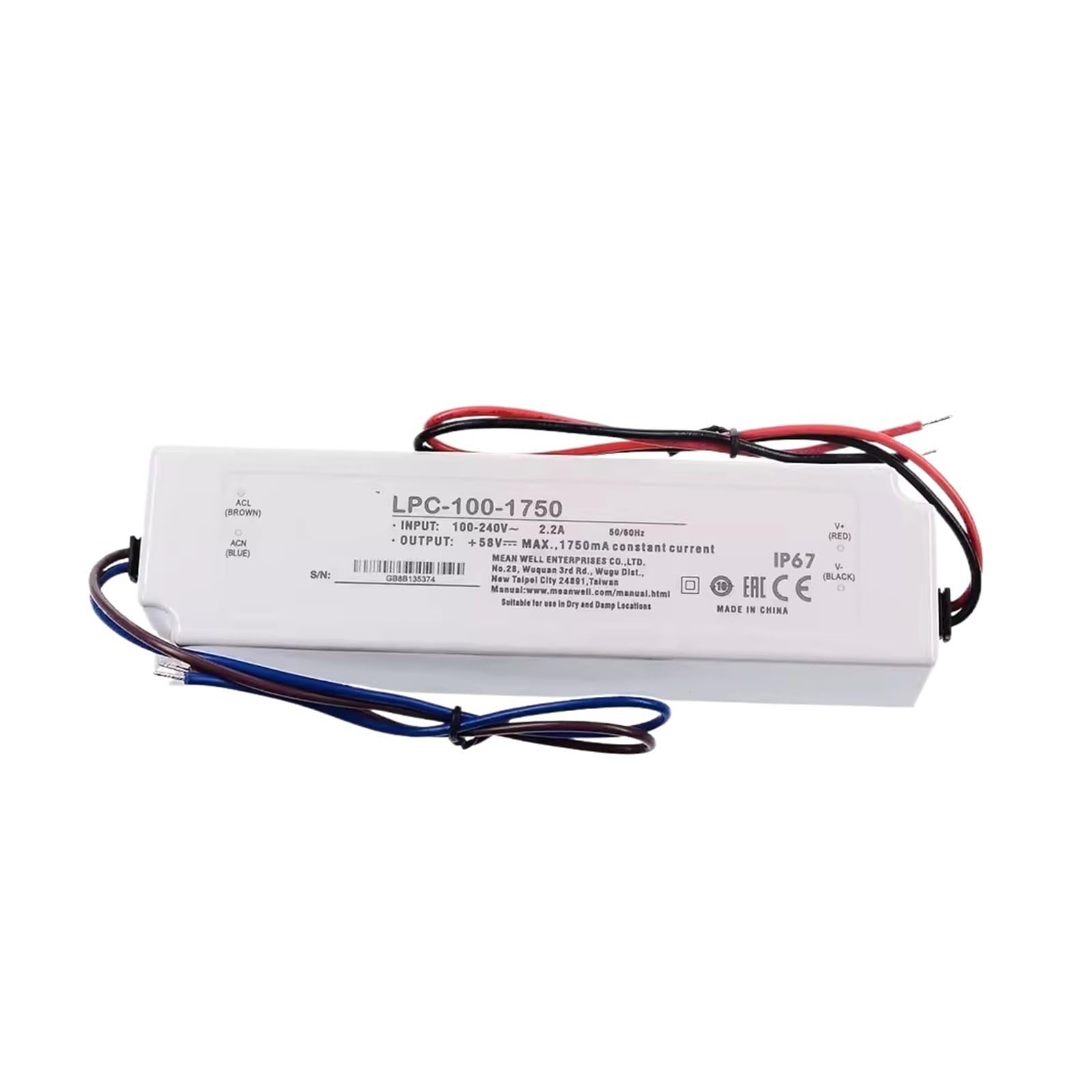 Alimentation LPC-100 100W à courant constant pour un éclairage extérieur sans scintillement