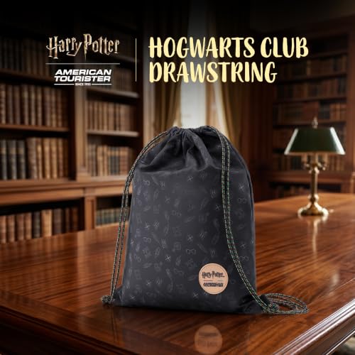 Image of Harry Potter x American Tourister Hogwarts Club Drawstring Bag | 10L Spacious String Sack | Inside Sleeve Pocket | Everyday Bag for Girls and Boys | Jet Black | 1 Year Global Warranty