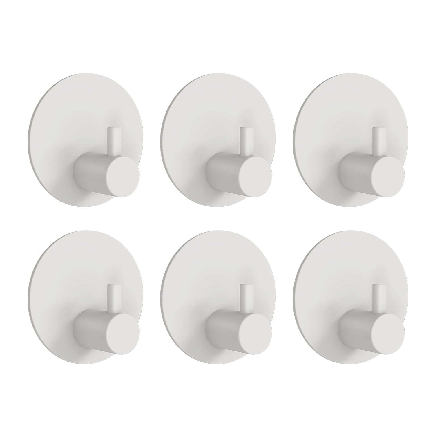 Feligio Strong Self Adhesive Hooks Heavy Duty, Sticky Hooks for Hanging Towel,Coat and Key, Door Hooks Stick on Bathroom and Kitchen, White 6 Pack